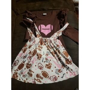 Boutique love football outfit top skirt size L fits like 5 6